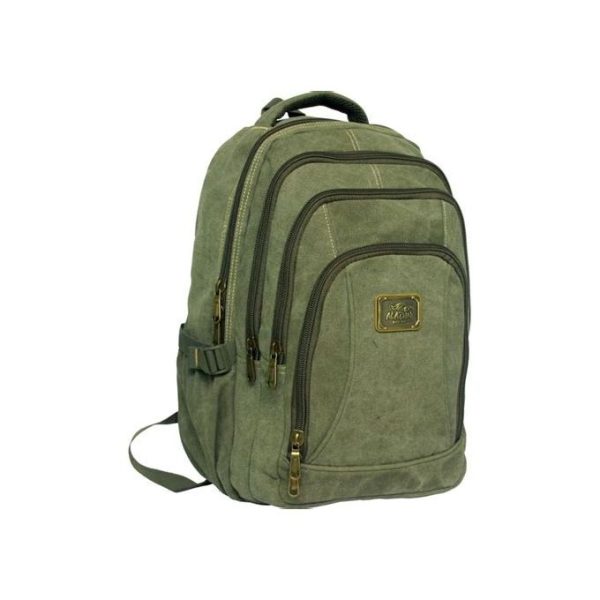 SAC A DOS ALALDIN 4 POCHES - TOILE CANVAS COTTON  - Vert militaire