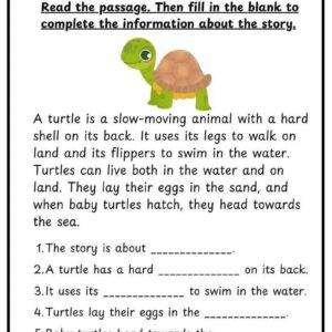 Read and fill in the blank / animals