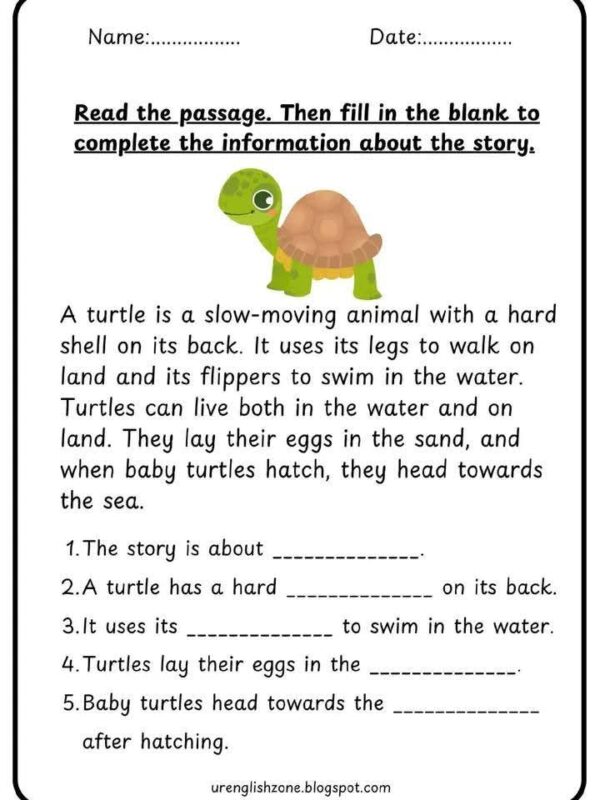 Read and fill in the blank / animals